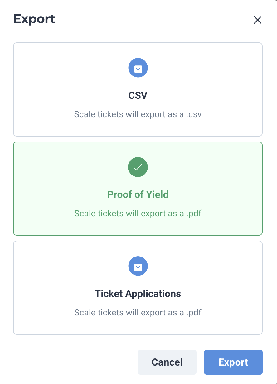 Ticket export options